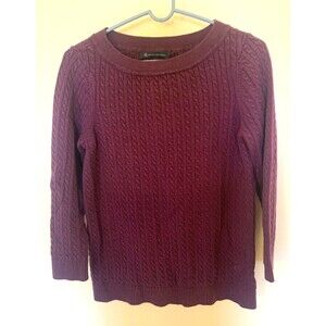Brooks Brothers Plum, Cable Knit, Crew Neck Women's Sweater, Size M